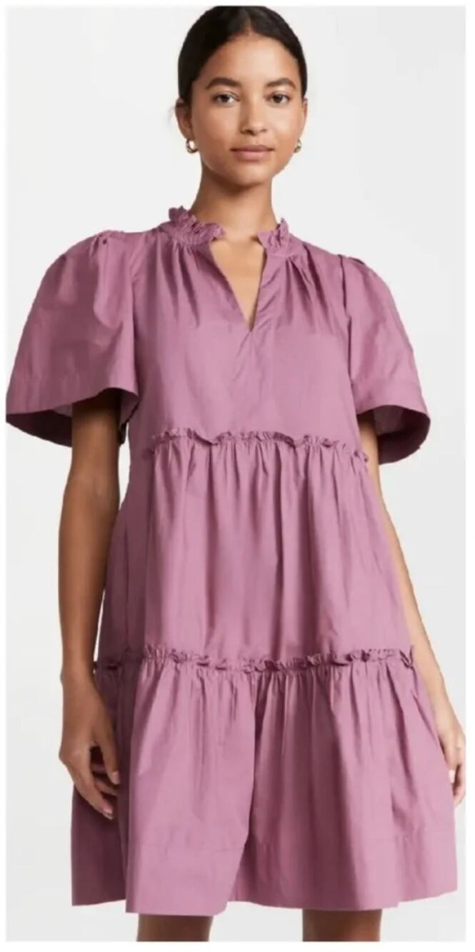 Sea New York Tuckernuck Clara Mini Ruffle Tired Sw ingDress Mulberry Pink S